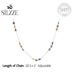 Multicolored Gemstone Trinity Sterling silver Necklace