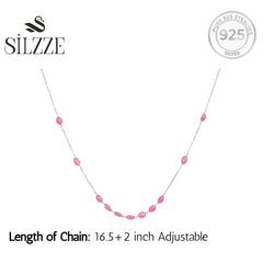 Pink Ruby Sterling Silver Necklace