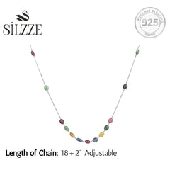 925 Silver Multicolored stone Necklace