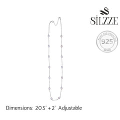 Silver Petite Pearl long chain Necklace