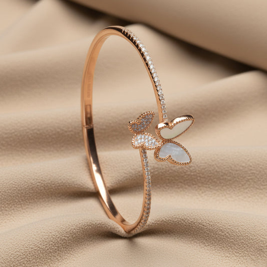 Rose Gold Open Cuff Butterfly Bracelet