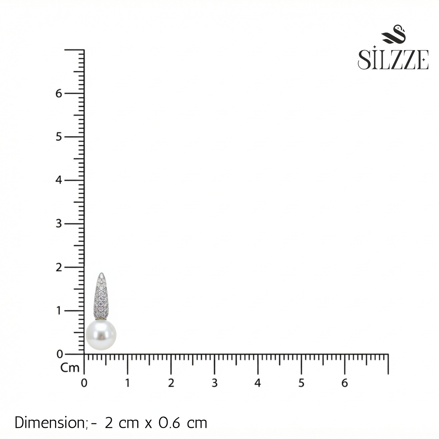 Silver Crescent shaped Pearl drop earrings in Bali pattern