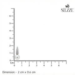 Silver Crescent shaped Pearl drop earrings in Bali pattern