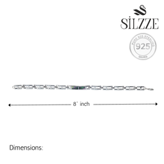 Silver Iris Blossom Inlay Link Bracelet for Him