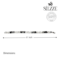 Silver Noir Wave Style Link Bracelet For Him