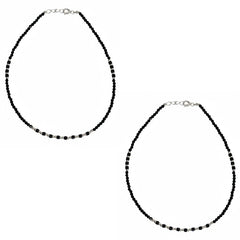 Silver Modern and classic Black beads Design Anklets For her