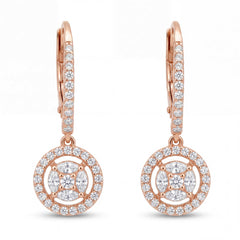 Rose Gold Round cut Drop Earrings