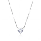 Dainty 925 Silver Heart Solitaire Necklace for her