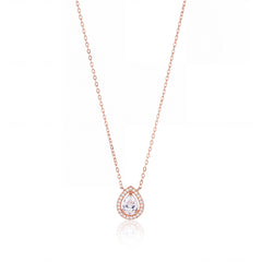 Rose Gold pear Teardrop Halo Pendant