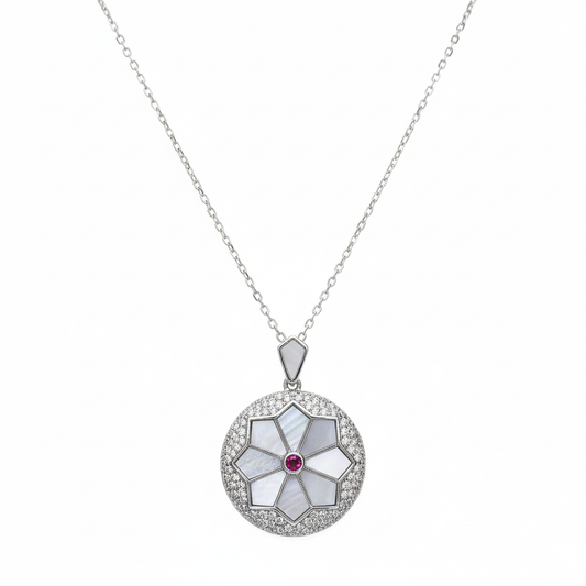 Silver Starburst Mother Of Pearl Pendant