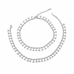 Silver Premium Triangle shaped CZ Diamond Anklet