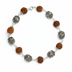 Silver Om Namah Shivaay Rudraksh Bracelet