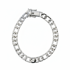 Silver High polish Cuban style Chain bracelet for mens