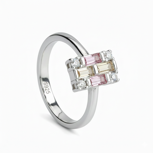 Silver Pink Tulip Empress Ring