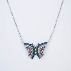 Silver Vibrant Multi Colour Pendant Set