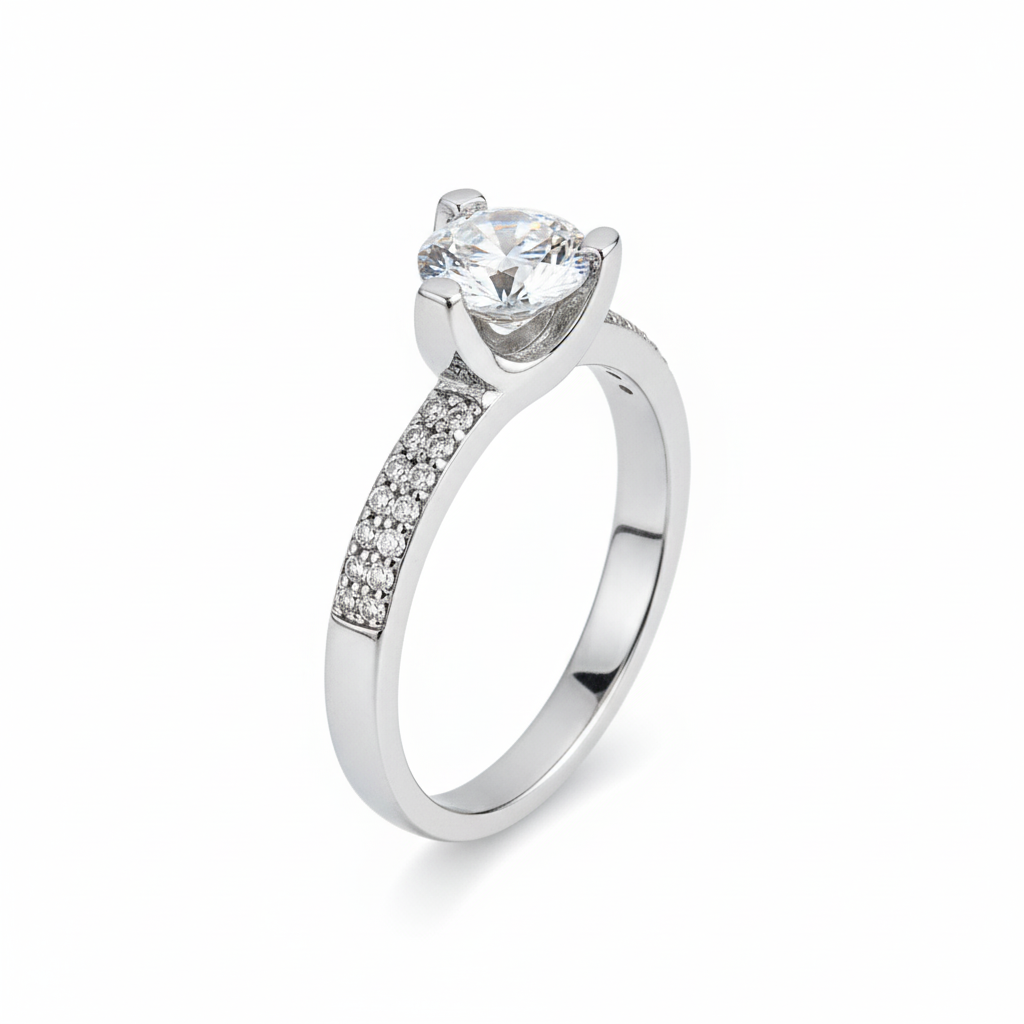 Silver Precious Round Ring