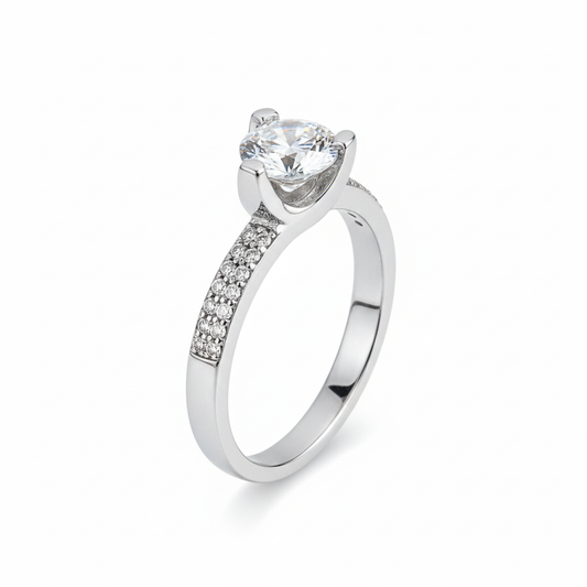 Silver Precious Round Ring