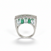 Silver Emerald Inspired Hanging Tassel Ring For Her