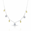 Silver Yellow and white CZ stones in Emerald cut Necklace
