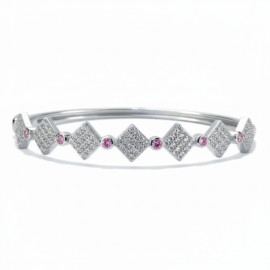 Silver Chunky Pave Bracelet For Her
