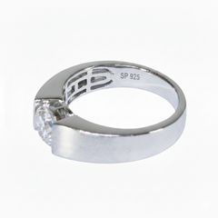 Stardust Meteorite Notched Ring in Sterling Silver