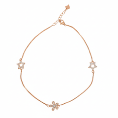 Rose gold Flower and Star Anklet