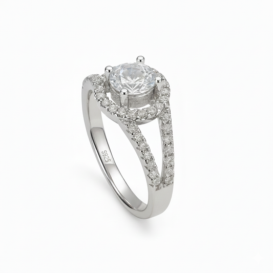 Silver Sparkling Solitaire Ring