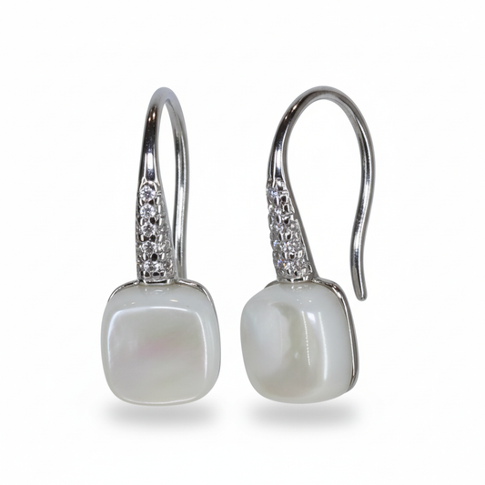 Silver White mother of Pearl French Hook earrings