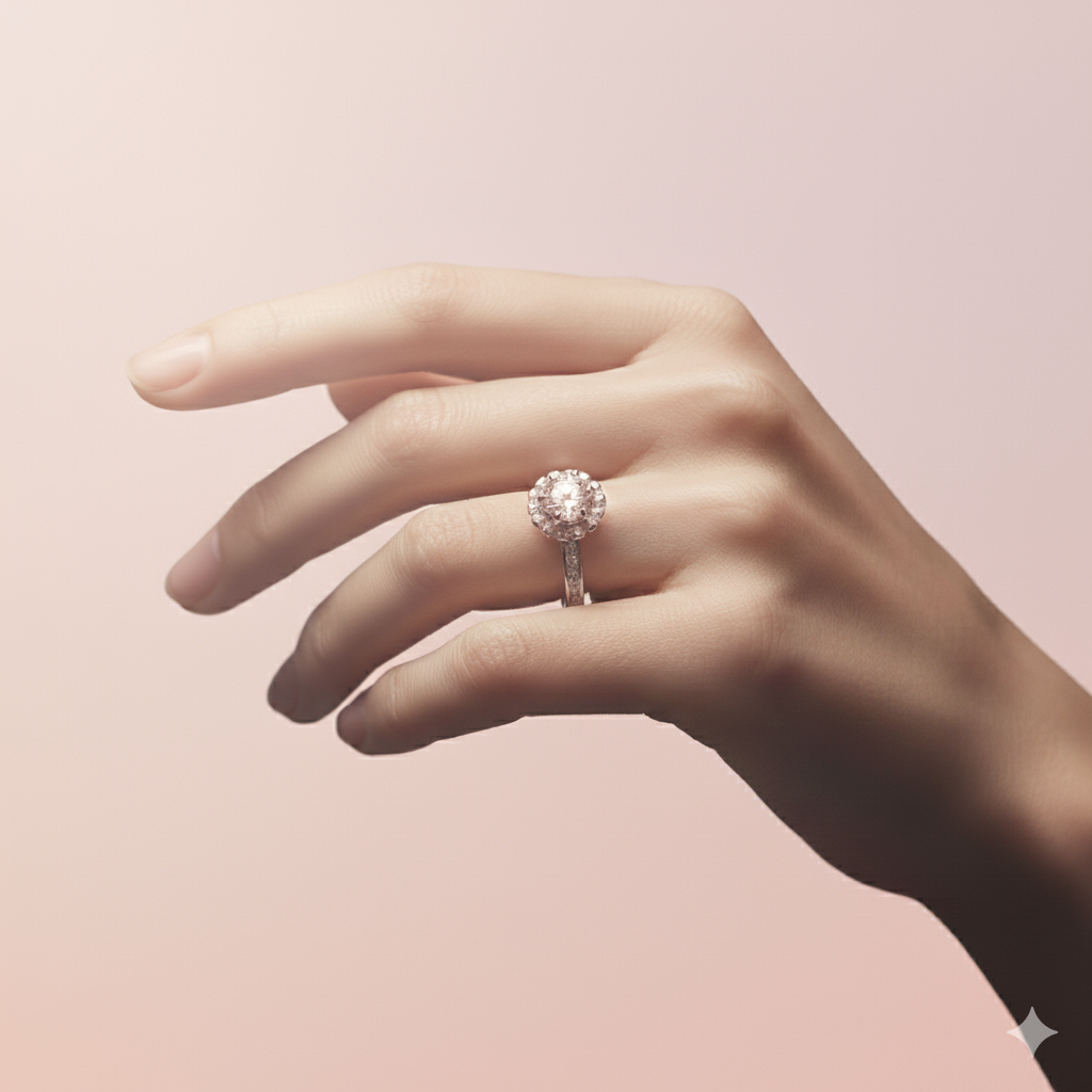 Silver Solitaire Crown Ring