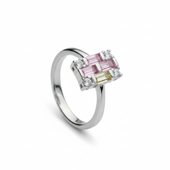 Silver Radiant Geometric Cluster Ring For Her