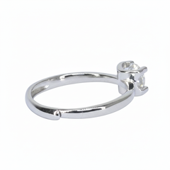 Silver Classic Solitaire (CZ) Diamond Look Adjustable ring for her