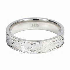 Silver Vintage engraved Hammer pattern Band ring