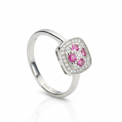 Silver Wild Rose Baguette Halo Ring For Her
