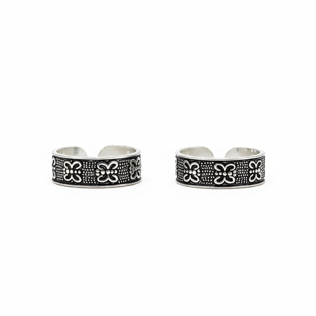 Silver Butterfly Oxidised Toe ring