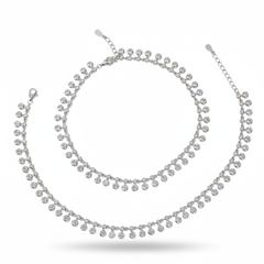 Silver Dancing light diamond cut anklet for her