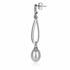 Silver Knot Pearl drop hanging Earrings