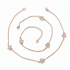 Rose gold Flower and Star Anklet