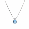 Silver Swiss Blue Crystal with floral design Chain pendant for her