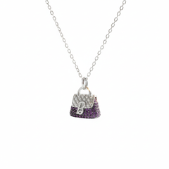 Silver Purple Handbag Charm Pendant