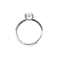 Silver Classic Solitaire (CZ) Diamond Look Adjustable ring for her