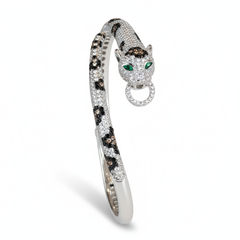 Silver Jaguar Head Hinged Bracelet For Her