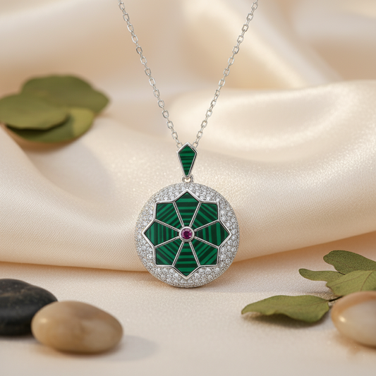 Silver Green Sparkle Pendant