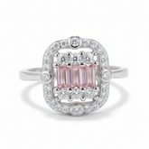 Silver Pink Mosiac Ring For Her