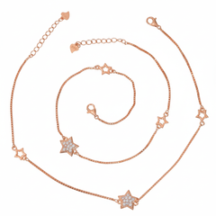Silver Rose gold star Anklet for her