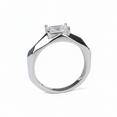 Sterling Silver Emerald-Cut Solitaire Signet Ring for Him