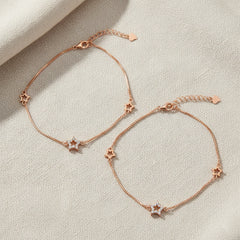 Silver Trendy Rose gold star Anklet for her