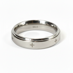 Silver zenith Star spinner Band ring For him