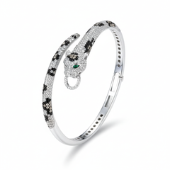 Silver Jaguar Head Hinged Bracelet For Her