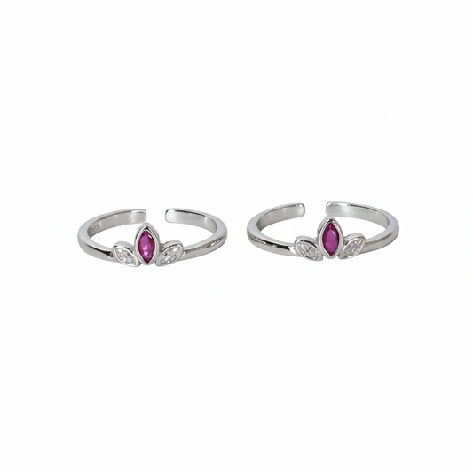 Silver Pink crown Toe ring