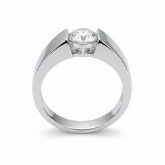 Stardust Meteorite Notched Ring in Sterling Silver